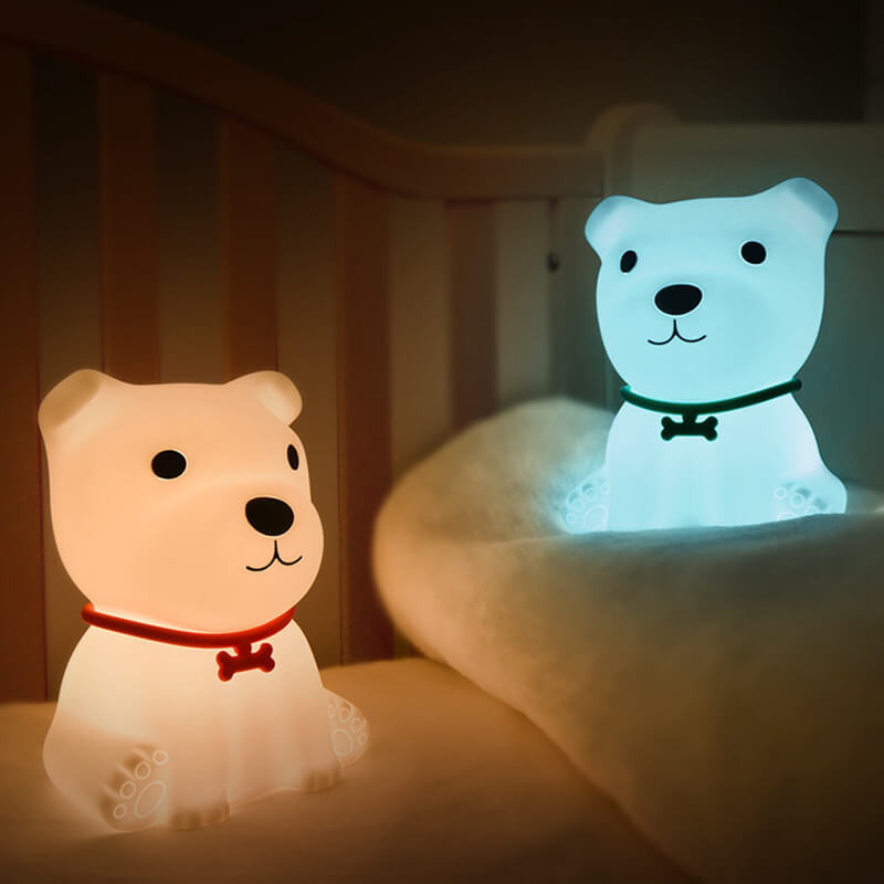 Lámpara de Mesa LED Luz Nocturna USB de Silicona Creativa de Cachorro Adorable 