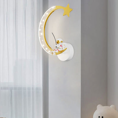 Creative Cartoon Astronaut Star Moon Kids LED Wall Sconce Lamp