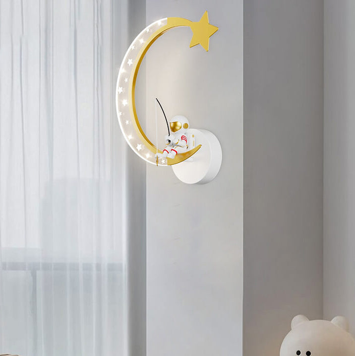 Kreative Cartoon Astronaut Star Moon Kids LED Wandleuchte Lampe