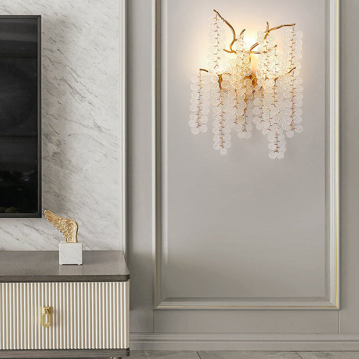Contemporary Creative Money Tree Branch Aluminum Glass 3-Light Wall Sconce Lamp For Bedroom