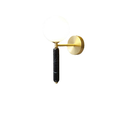 Nordic Ball Shade Marble Straight Arm 1-Light Wall Sconce Lamp