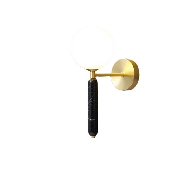 Nordic Ball Shade Marble Straight Arm 1-Light Wall Sconce Lamp