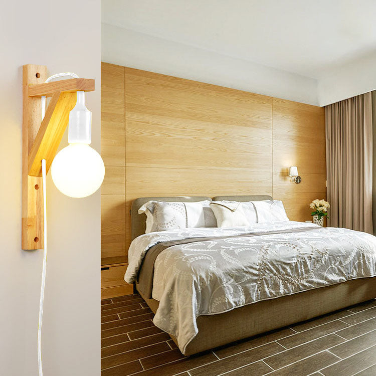 Modern Creative Wood 1-Light Wall Sconce Lamp