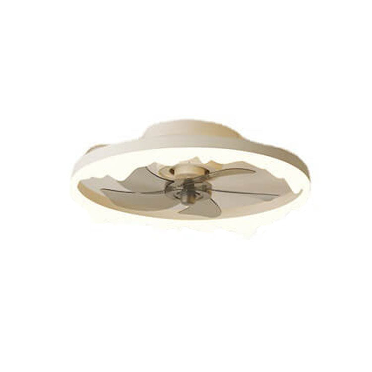 Minimalist Round Acrylic Border LED Semi-Flush Mount Ceiling Fan Light