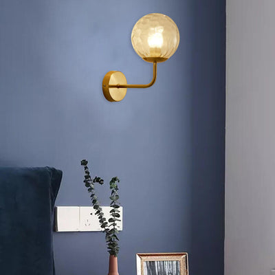 Modern Luxury Round Ball Iron Glass 1-Light Wall Sconce Lamp