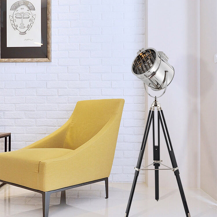 Lampadaire sur trépied en fer de style industriel contemporain à 1 lumière pour salon et chambre 