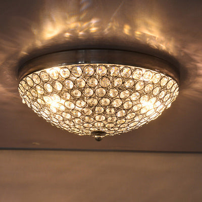 Modern Crystal Dome Design Round Decorative 2-Light Flush Mount Light