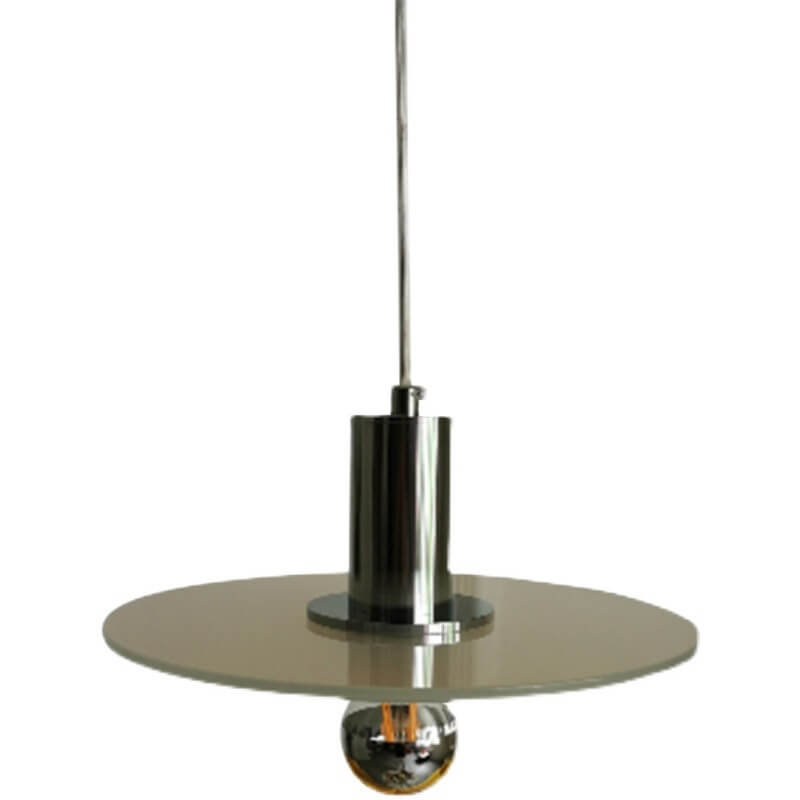 Nordic Minimalist Green Glass Flat Round Disc LED Pendant Light