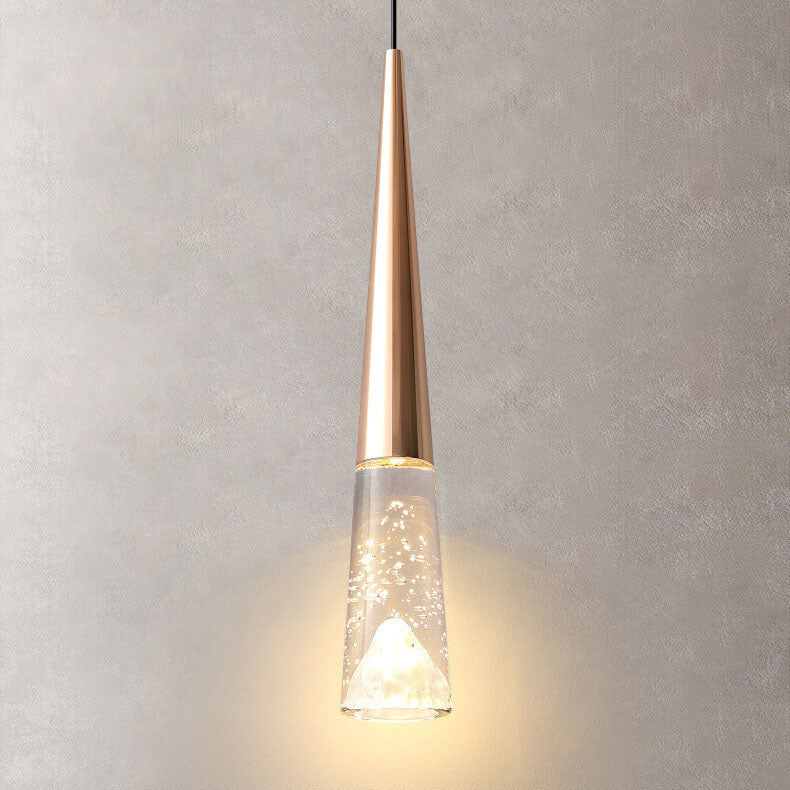 Light Luxury Minimalist Crystal Hardware Pillar LED Pendant Light