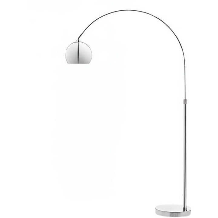 Moderne nordische Stehlampe aus Edelstahl und Eisen in Angelruten-Optik mit kuppelförmigem Rundschirm, 1-flammig, für das Schlafzimmer 