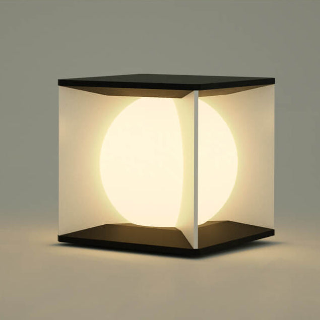 Modern Simplicity Square Acrylic Ball Design Post Head LED Patio Waterproof Landscape Light For Outdoor