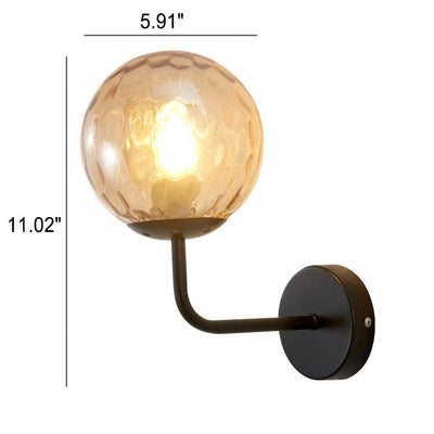 Modern Luxury Round Ball Iron Glass 1-Light Wall Sconce Lamp