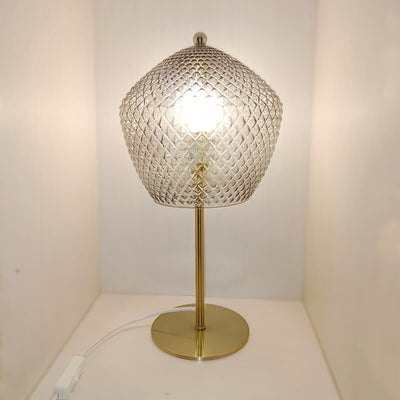 Moderne, minimalistische 1-flammige Tischlampe aus rauchgrauem Glasmetall