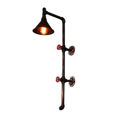 Retro Industrial Iron Water Pipe Faucet Design 1-Light Wall Sconce Lamp