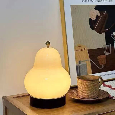 French Cream Pear Shape LED Rechargeable Touch Table Lamp