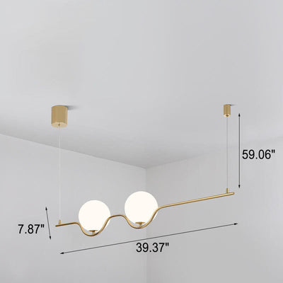 Nordic Creative Ball Glass Long Curve Island Light 2-Light Chandelier