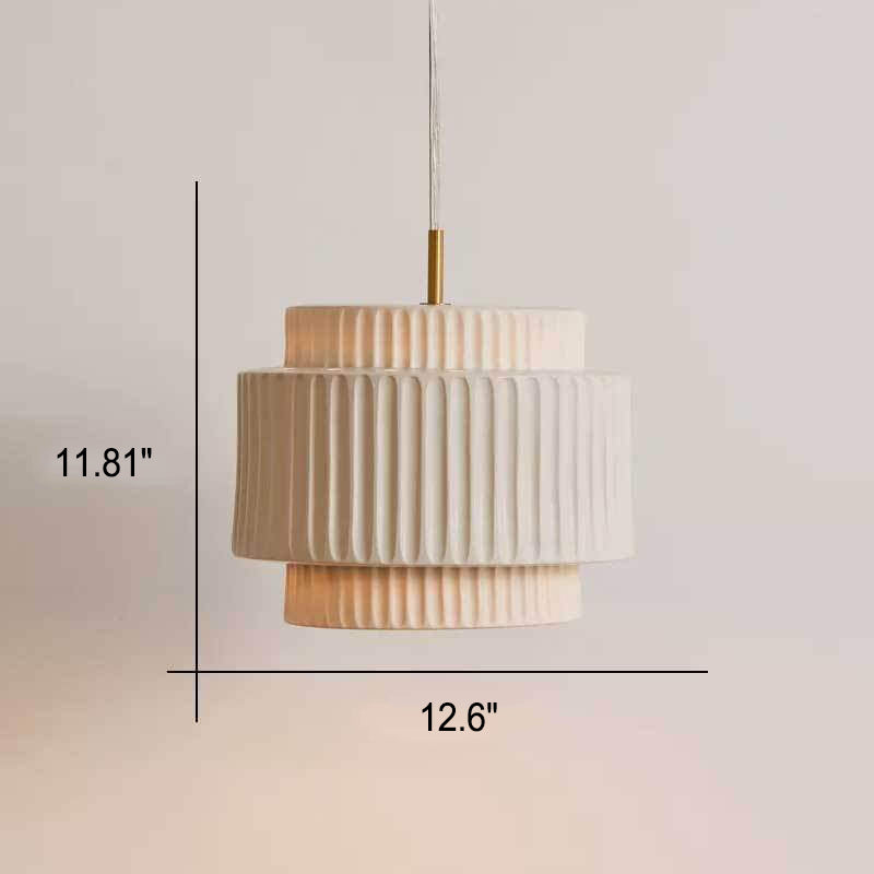 Vintage Cream Style Cylinder Drum 1-Light Pendant Light