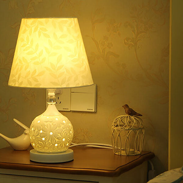 Lampe de Table en Céramique Minimaliste Européenne avec Télécommande et Variation de Lumière 1 Lumière 