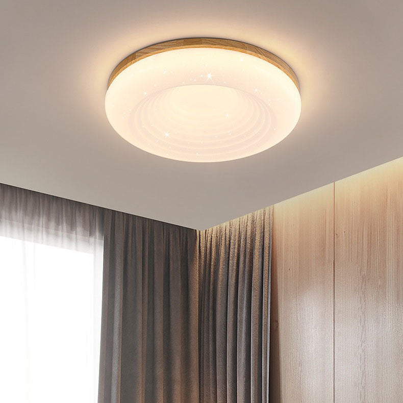 Nordic Minimalist Log Round Acrylic Star Effect LED Flush Mount Ceiling Light