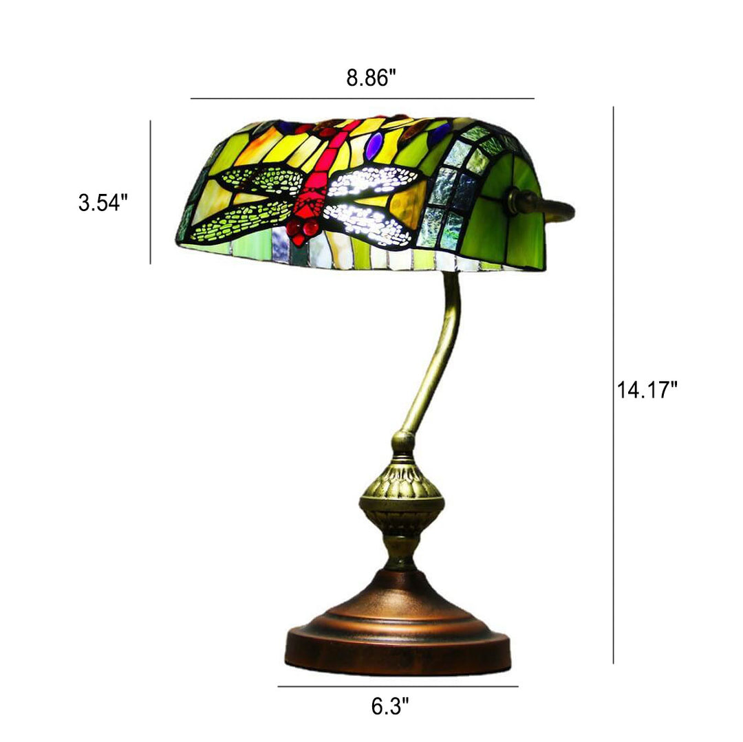 Europäische Tiffany Vintage Bankglas-Hardware 1-Licht Tischlampe 