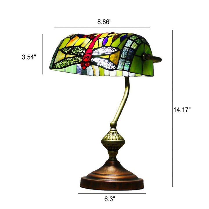 Europäische Tiffany Vintage Bankglas-Hardware 1-Licht Tischlampe 