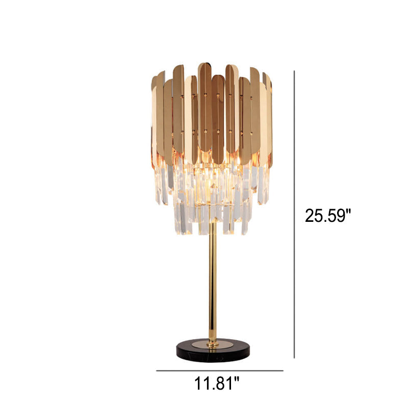Lampe de Table à 1 Lumière en Cristal et Acier Inoxydable Doré Européen 