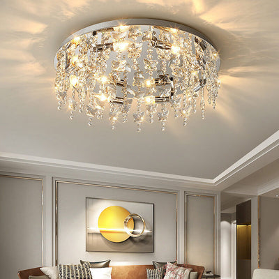 Modern Luxury Crystal Round Butterfly Pendant 6/8/12 Light Flush Mount Ceiling Light