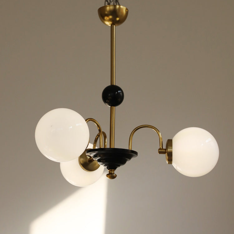 Lustre en verre cuivre traditionnel français Orb 3/4/5 lumières pour salon 