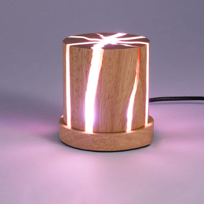 Nordic Minimalist Wooden Resin Column Mini LED Night Light Table Lamp