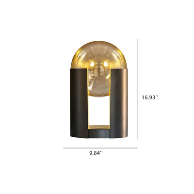 Nordic Cognac Glass Ball Column Base 2-Light Table Lamp