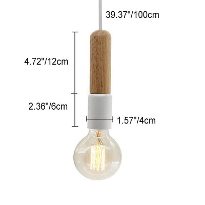 Nordic Minimalist Solid Wood Cylinder Top 1-Light Pendant Light