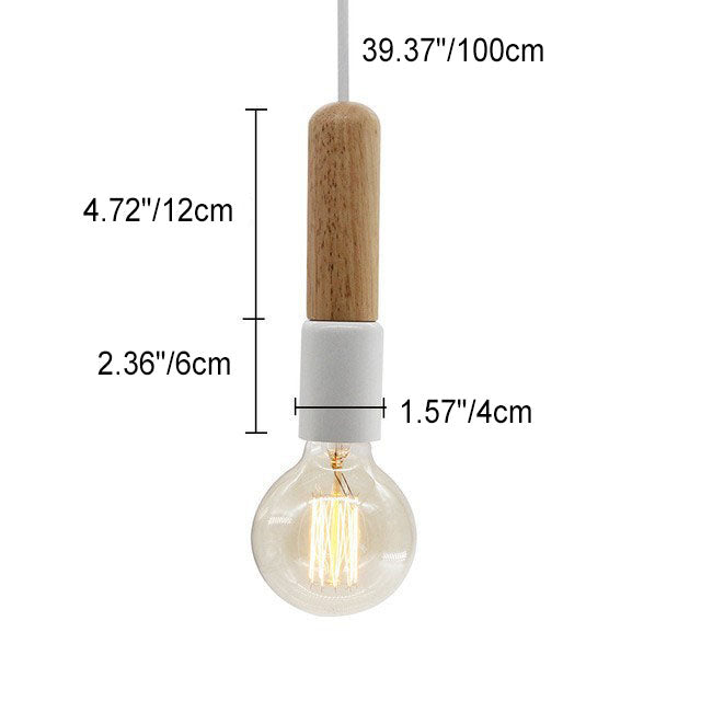 Nordic Minimalist Solid Wood Cylinder Top 1-Light Pendant Light