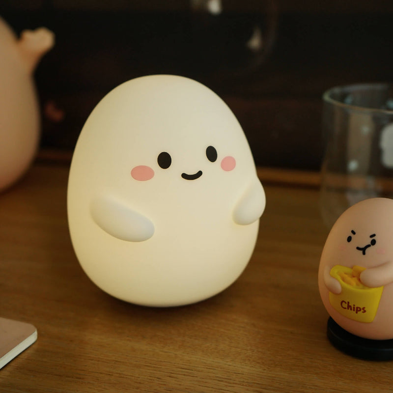 Lámpara de mesa con luz nocturna LED USB de silicona creativa con forma de huevo para niños 