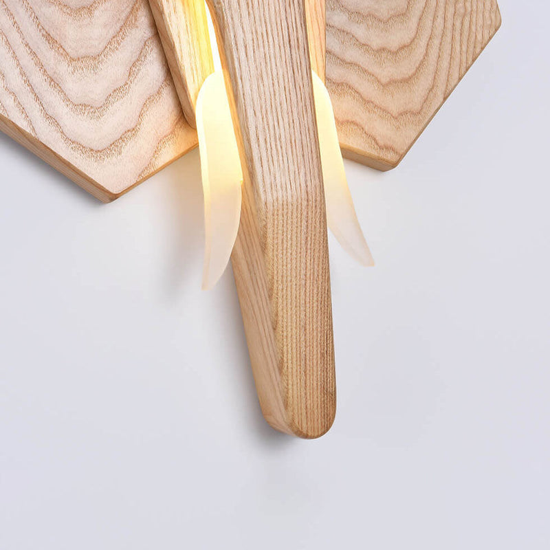 Nordic Creative Massivholz Elefant Form LED Wandleuchte Lampe
