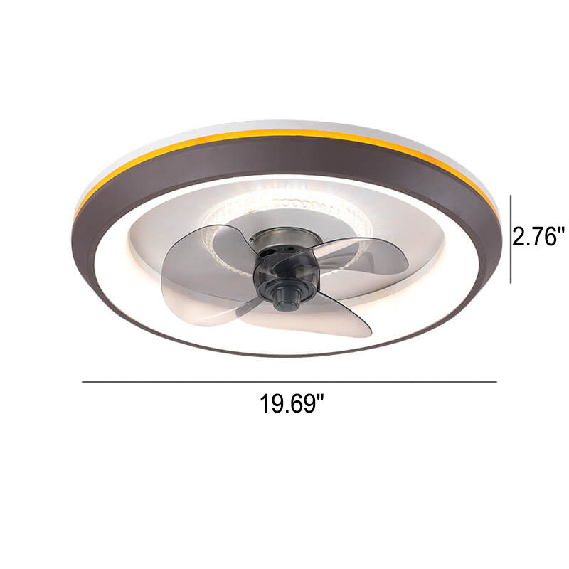 Modern Minimalist Round Swing Head Inverter LED Flush Mount Ceiling Fan Light