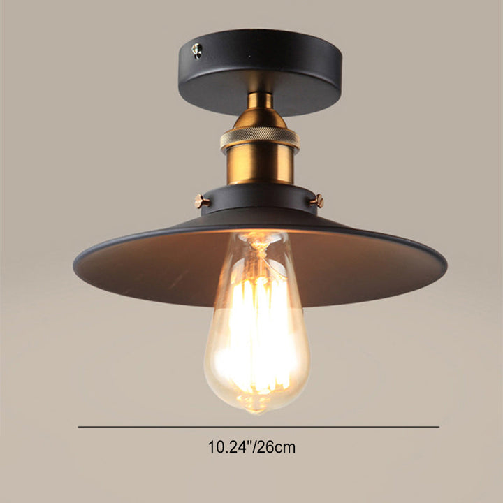 Zeitgenössische industrielle Eisen Regenschirm Schatten 1-Licht Semi-Flush Mount Deckenleuchte für Wohnzimmer 