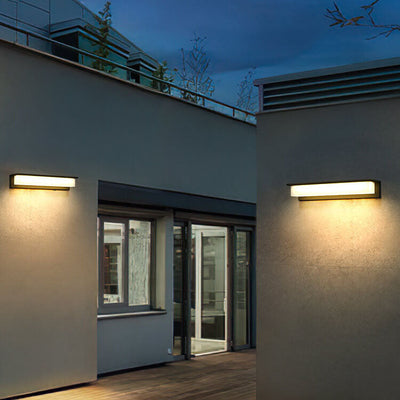 Lampe murale LED extérieure moderne en aluminium rectangulaire solaire 