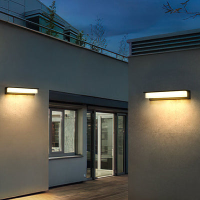 Modern Solar Rectangular Aluminum PC Outdoor LED Wall Sconce Lamp