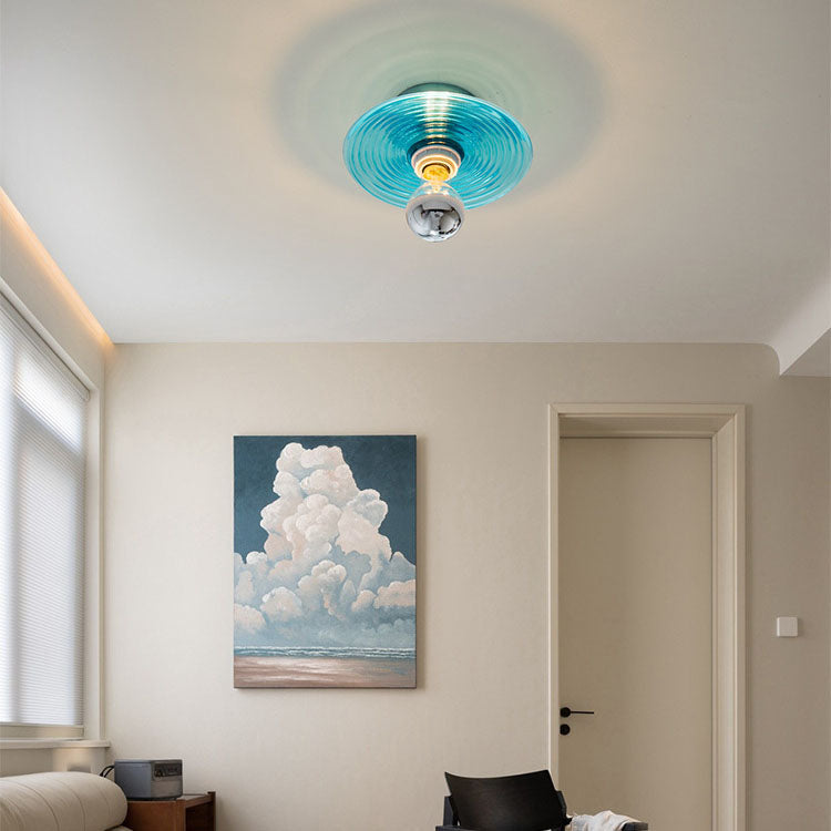Moderne Art Deco Welle Muster Runde Glas 1-Licht Wand Leuchte Lampe Für Schlafzimmer 