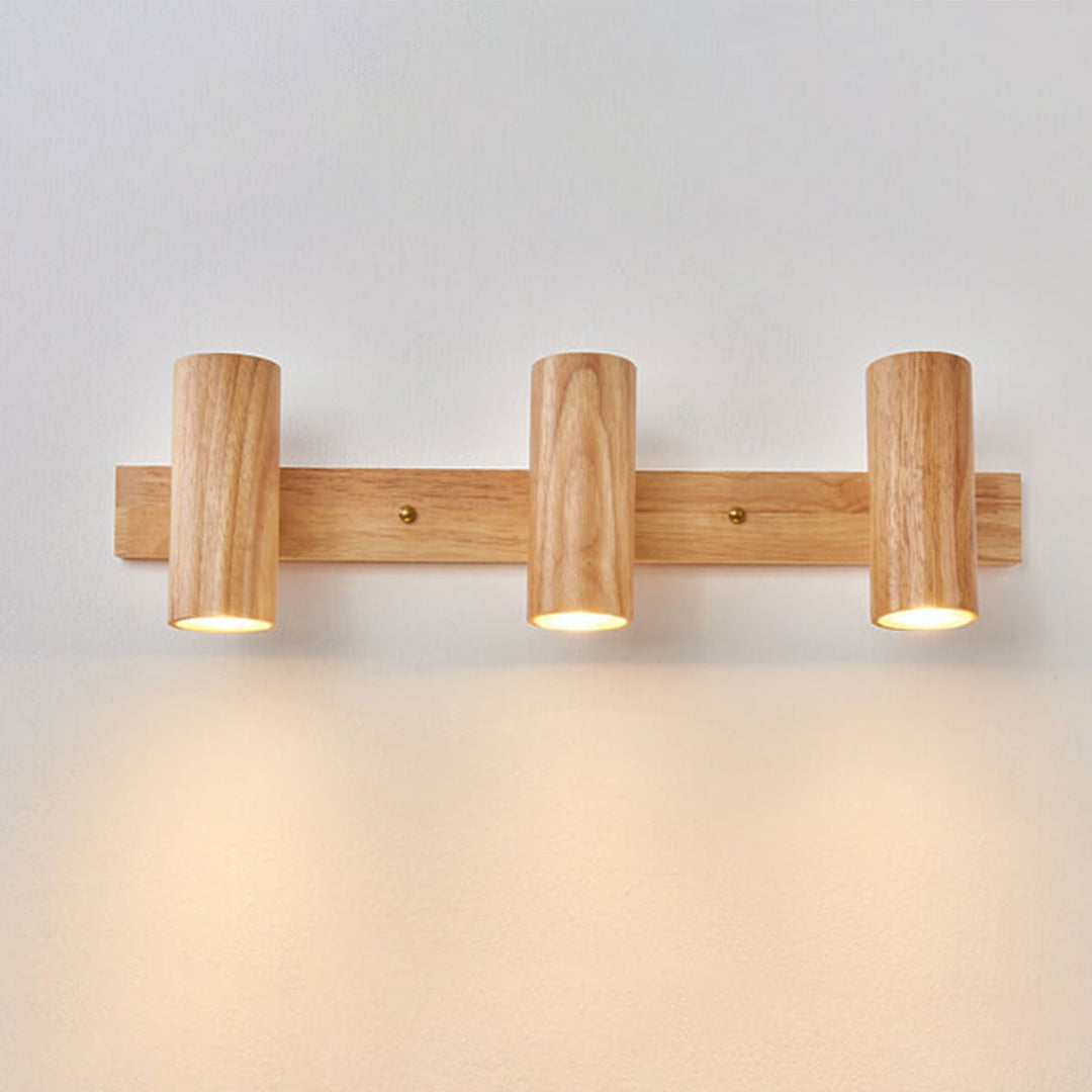 Modern Minimalist Wood Track Spotlight 1 2 3 Light Wall Sconce Lamp