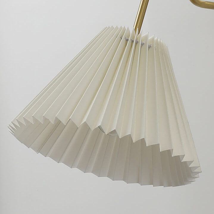 Nordic Vintage Nussbaum Messing Plissee Schirm 1-Licht Wandleuchte 