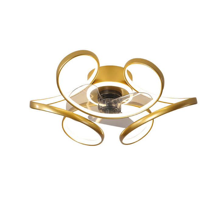 Modern Minimalist Line Acrylic Iron LED Flush Mount Fan Light