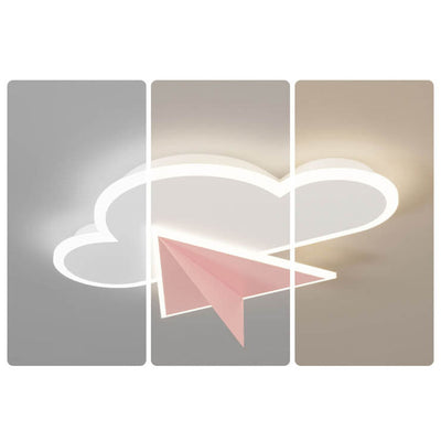 Creative Cartoon Clouds Airplane LED Kids Flush Mount Ceiling Light