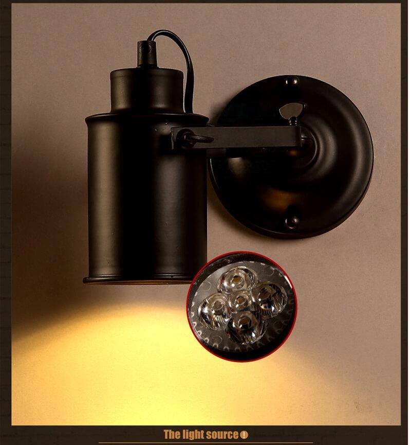 Abat-jour en fer forgé 1 lumière applique à bras cylindrique réglable 