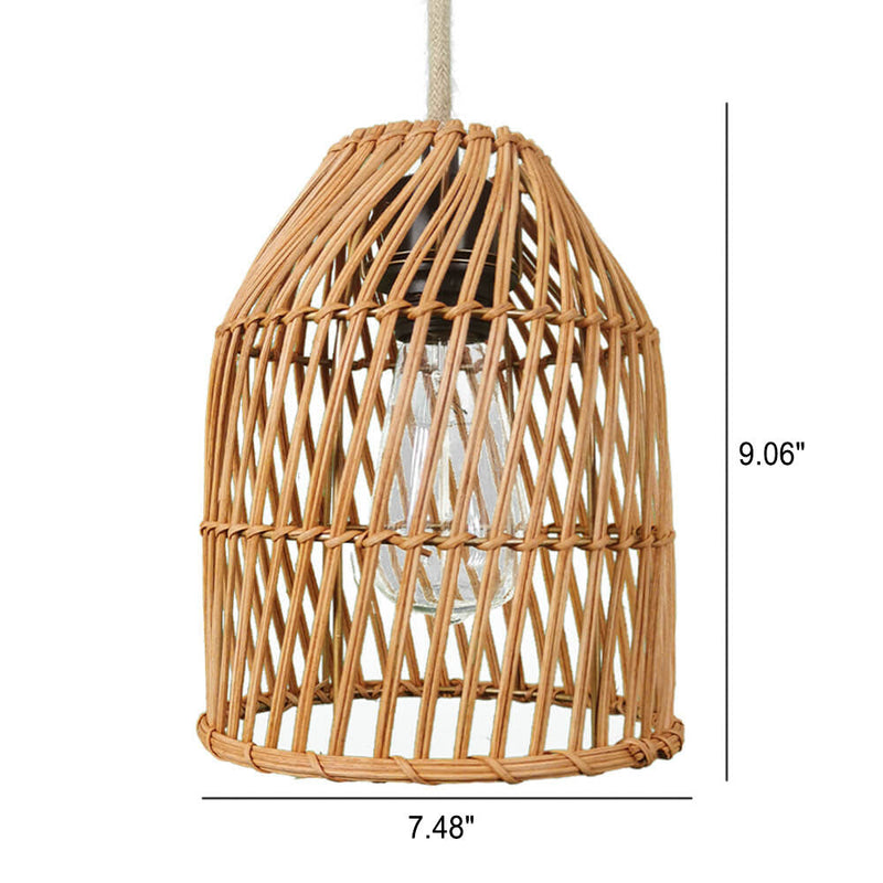 Vintage Rattan Weaving  Dome Column 1-Light Pendant Light