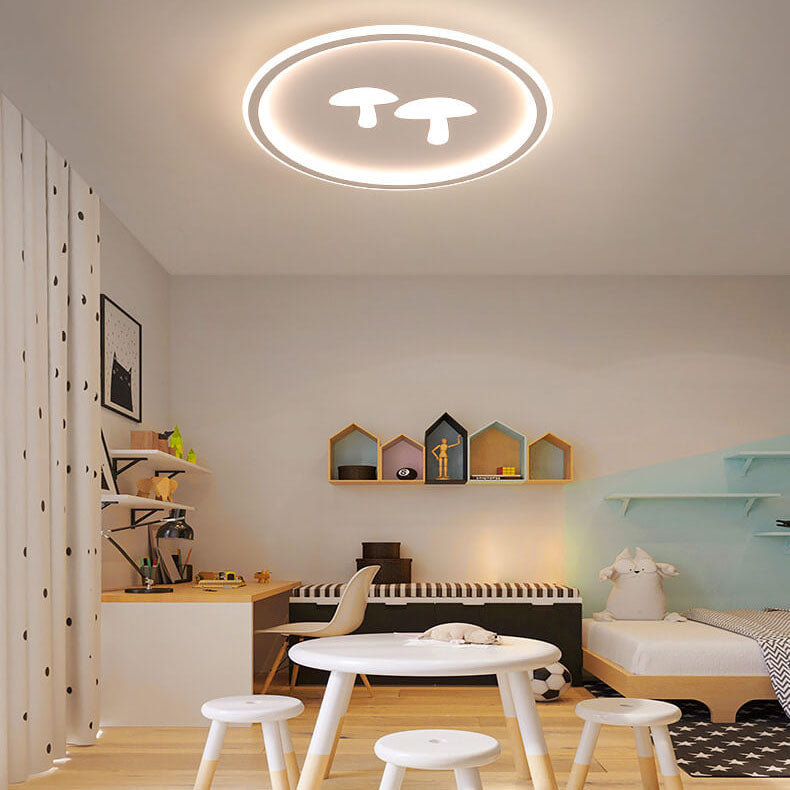 Lampe LED à montage encastré, abat-jour rond moderne en acrylique, motif champignon 