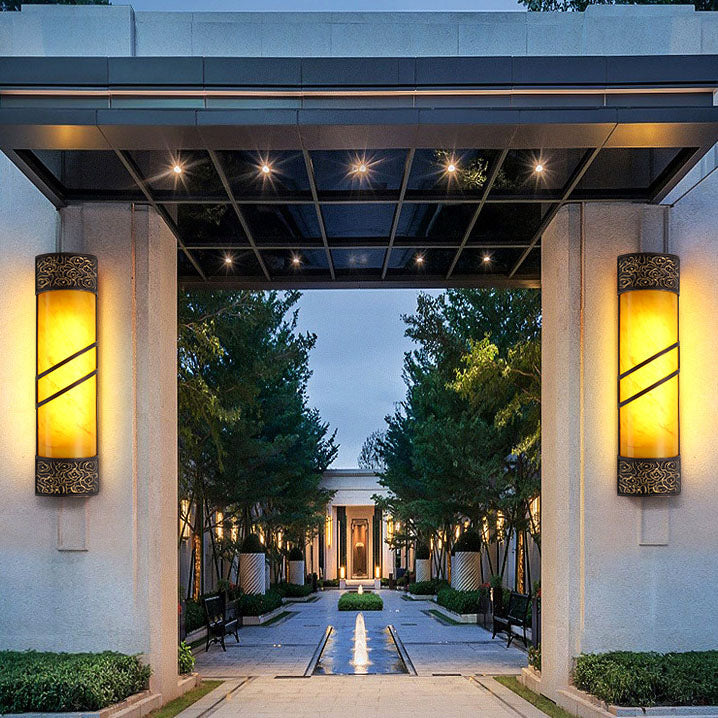 Moderne chinesische Acryl-Aluminium-Kunstmarmorsäule für den Außenbereich, wasserdicht, 1-Licht-Wandleuchte 