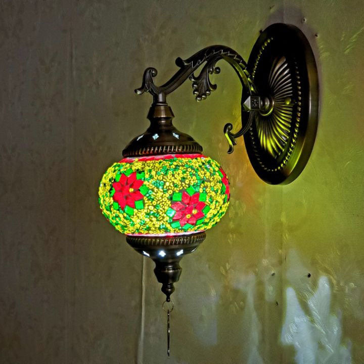 European Vintage Exotic Cracked Glass 1-Light Wall Sconce Lamp