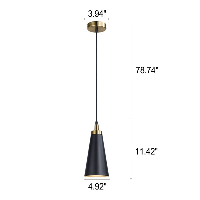 Lustre industriel en fer de luxe léger avec design conique mince à 1 lumière 