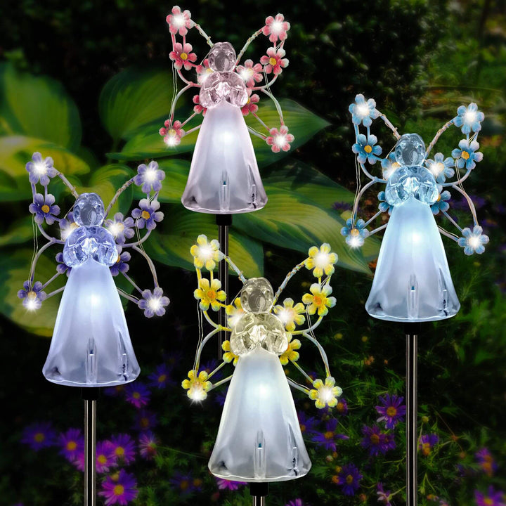 Lumière de paysage à LED insérable pour jardin, pelouse extérieure solaire décorative, ange fleur créatif moderne 